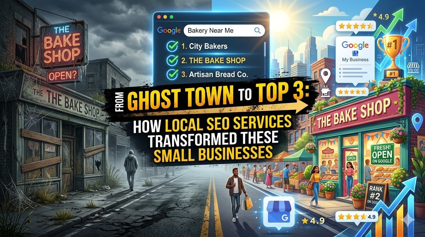 Small business storefront with improved local search rankings after using local SEO services
